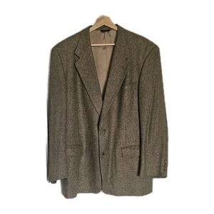 Austin reed blazer Windowpane silk wool blend 43 r Brown Tan Blue